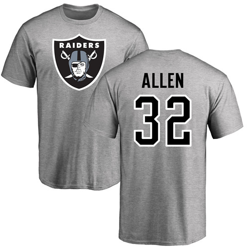 Men Oakland Raiders Ash Marcus Allen Name and Number Logo NFL Football #32 T Shirt->nfl t-shirts->Sports Accessory